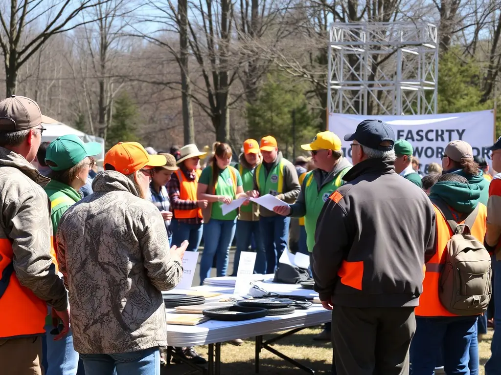 A photograph showcasing SCCCLV members participating in a community event, such as a hunting safety workshop or a local festival, demonstrating the club's commitment to community involvement and education.