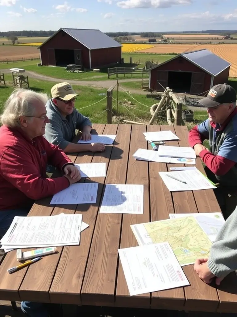 SCCCLV representatives meeting with local farmers to discuss wildlife management strategies and address concerns about crop damage, highlighting the club's collaborative approach.