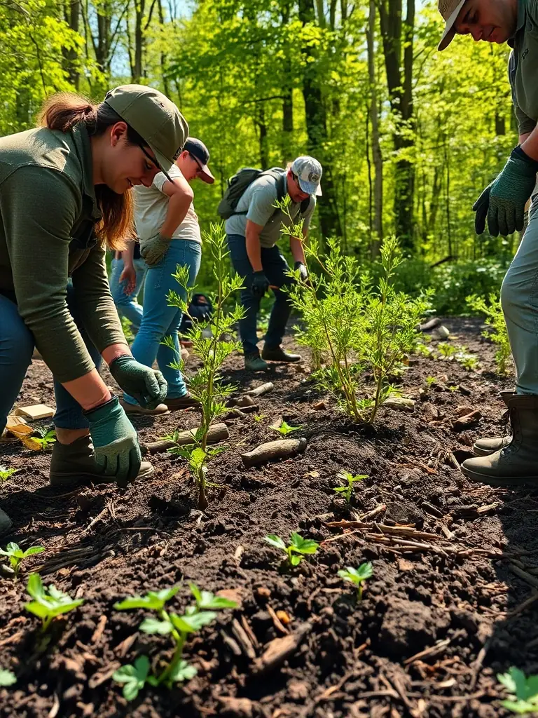 SCCCLV members participating in a tree-planting event in a deforested area, showcasing the club's commitment to environmental conservation and habitat restoration.