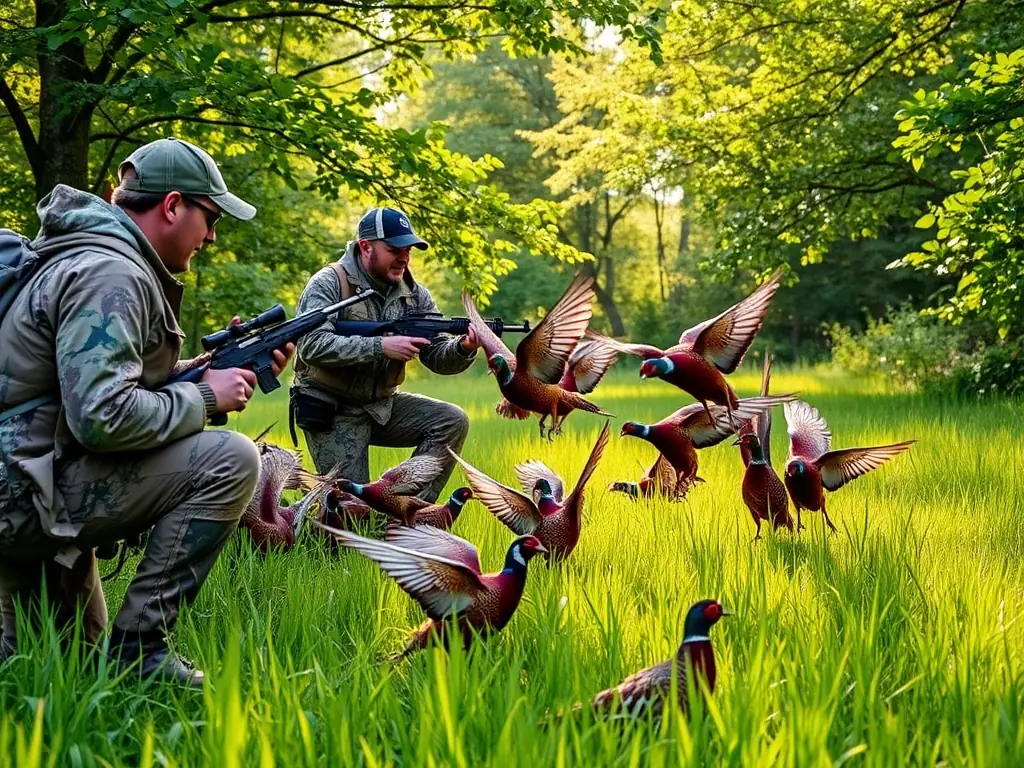An image depicting a game warden releasing pheasants into a managed habitat, illustrating SCCCLV's commitment to game management and biodiversity.